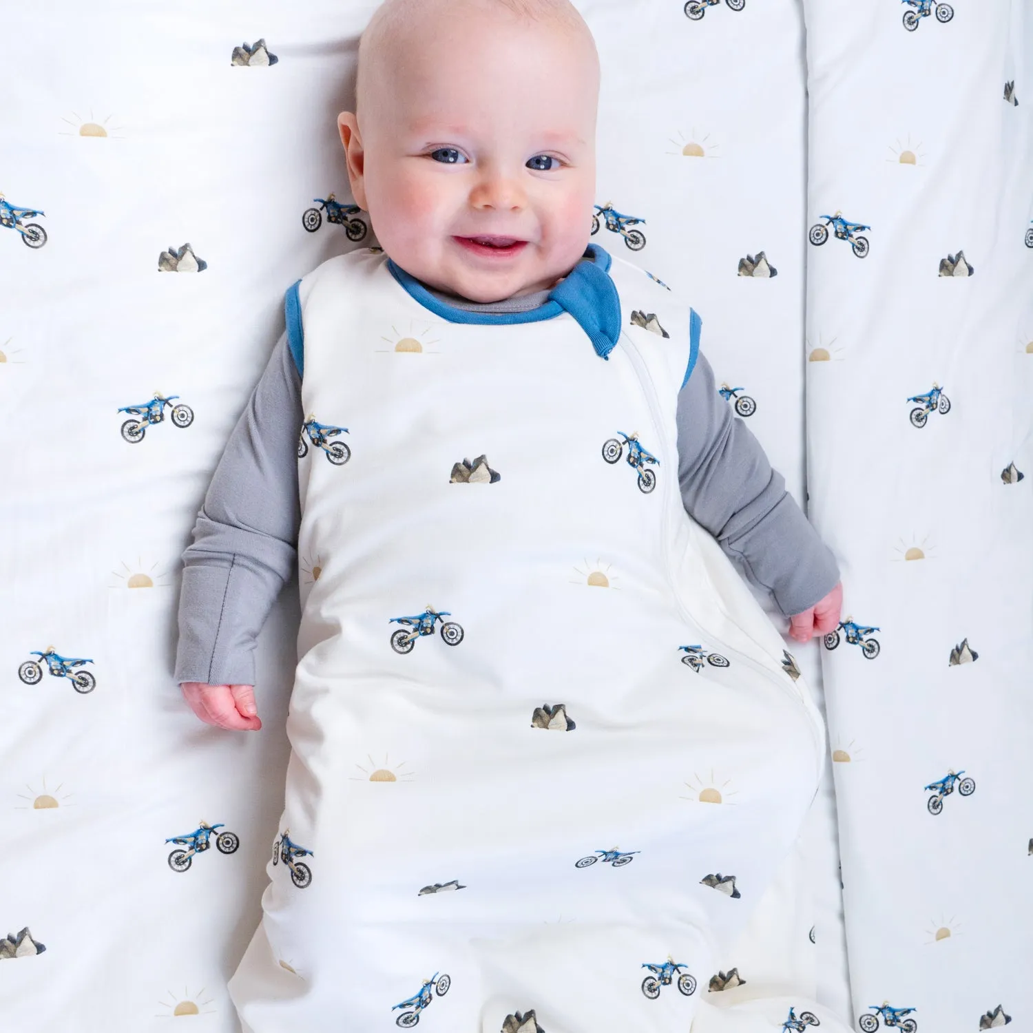 0.5 TOG Sleep Sack - White Dirtbikes / Marine Blue