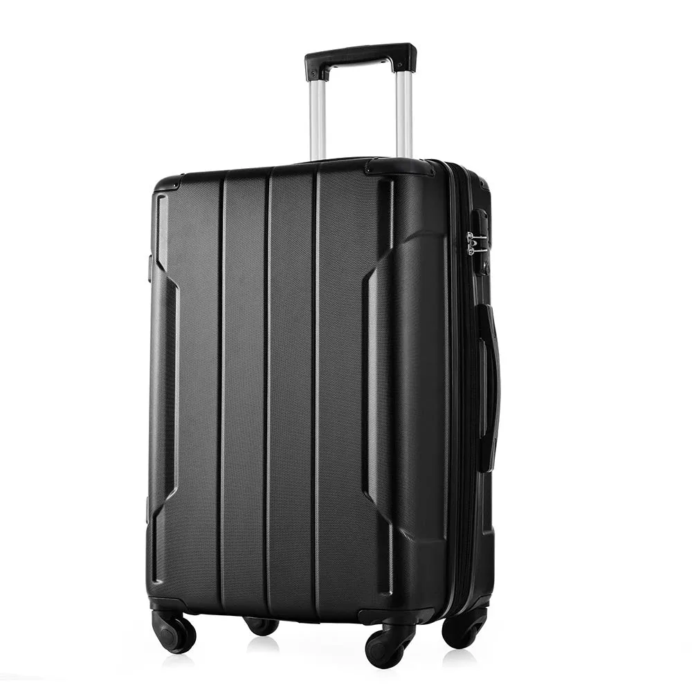 20In Expandable Lightweight Spinner Suitcase with Corner Guards - Black Corner Protectors