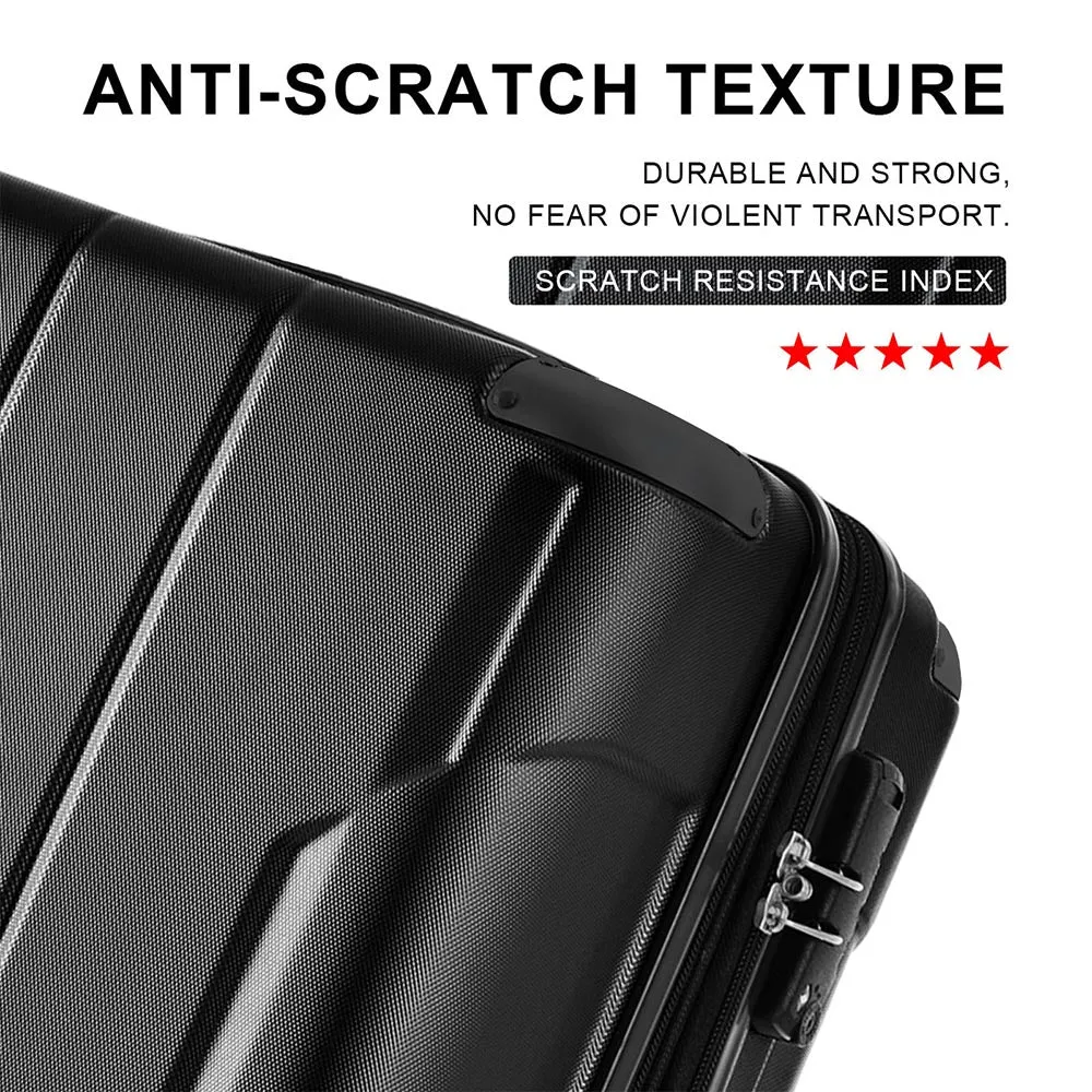 20In Expandable Lightweight Spinner Suitcase with Corner Guards - Black Corner Protectors