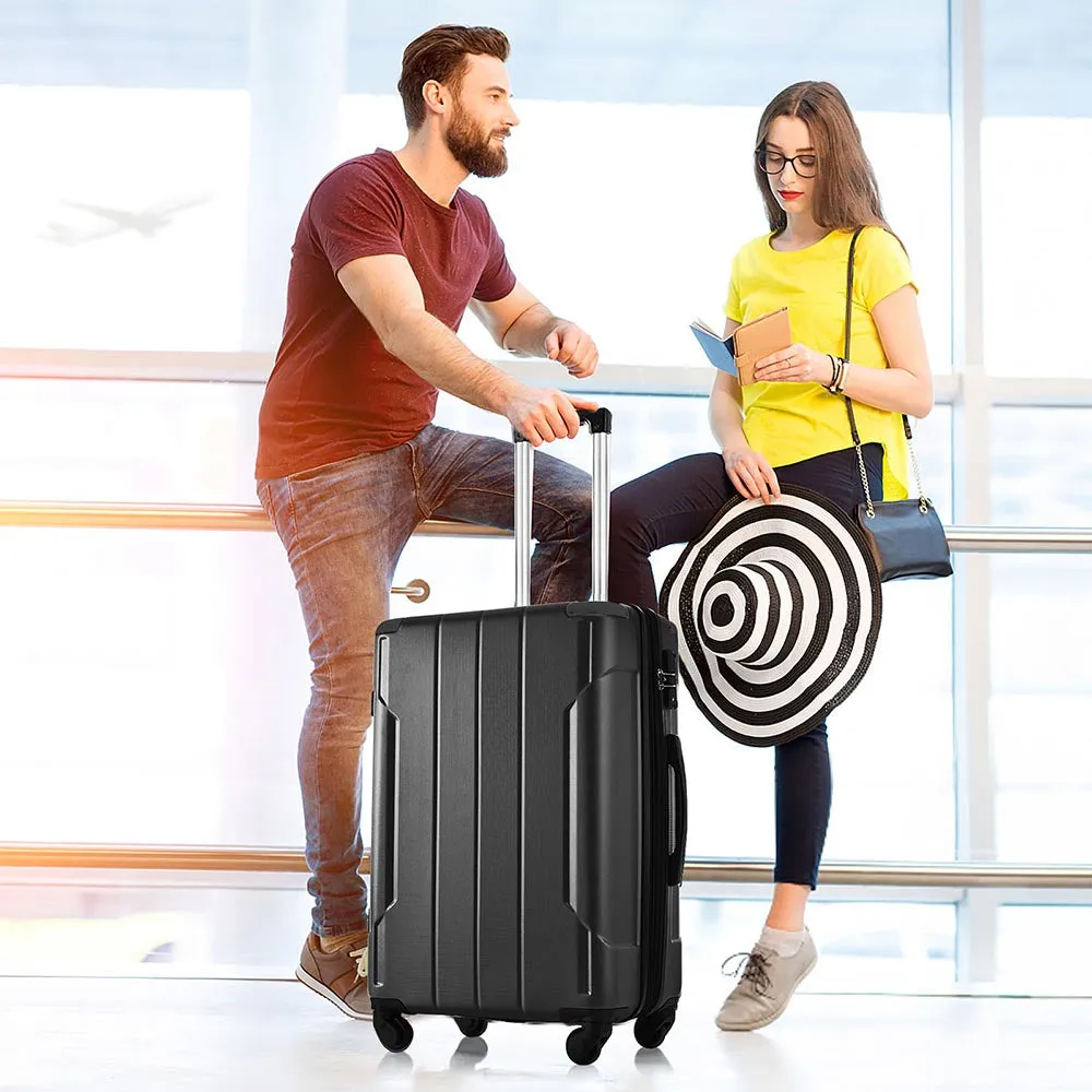 20In Expandable Lightweight Spinner Suitcase with Corner Guards - Black Corner Protectors