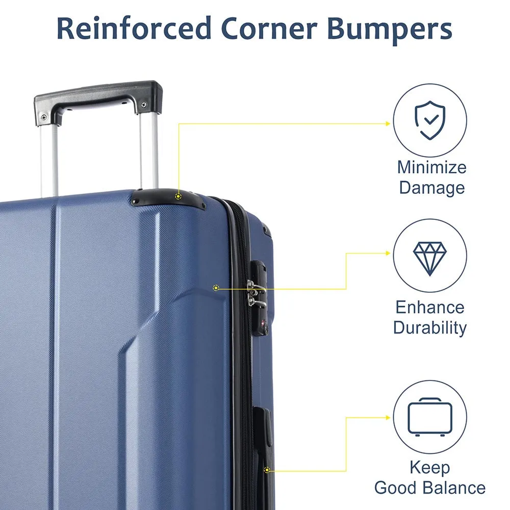 20In Expandable Lightweight Spinner Suitcase with Corner Guards - Blue