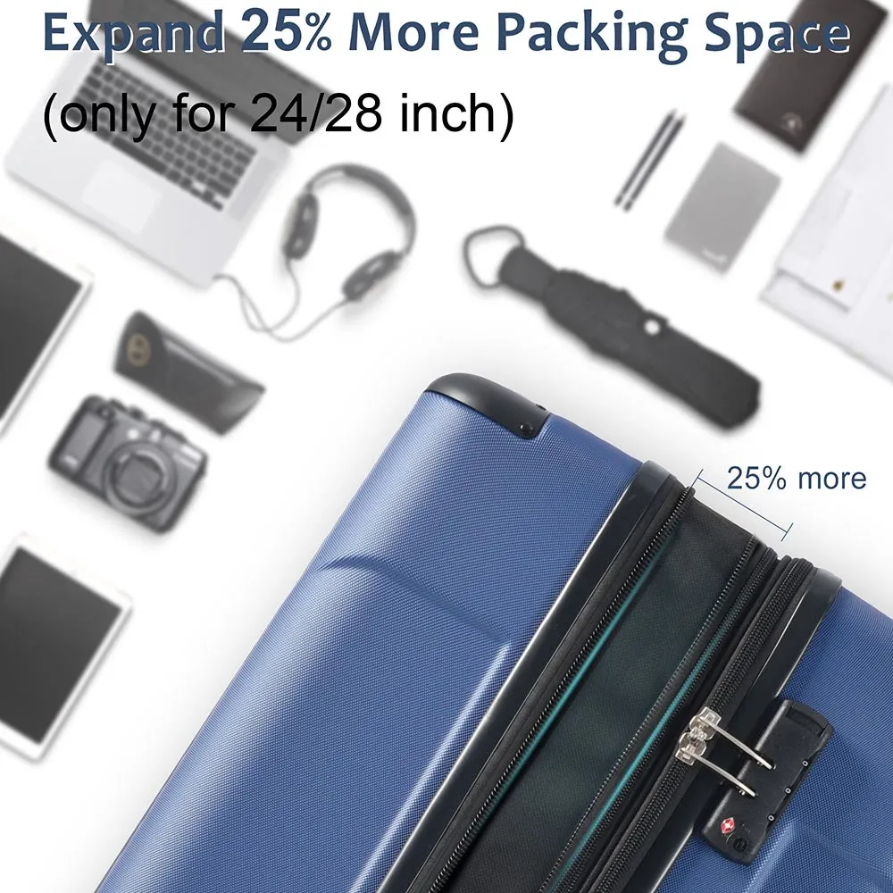 20In Expandable Lightweight Spinner Suitcase with Corner Guards - Blue