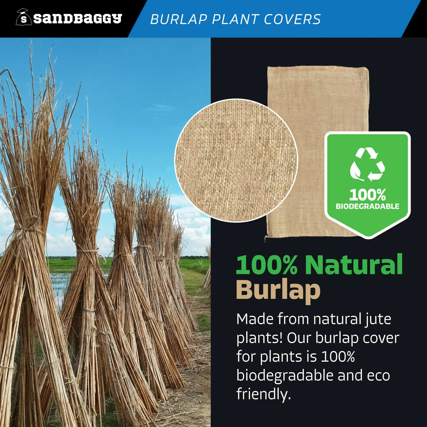 24" x 40" Burlap Plant Covers for Outdoor Trees and Shrubs - Food Grade