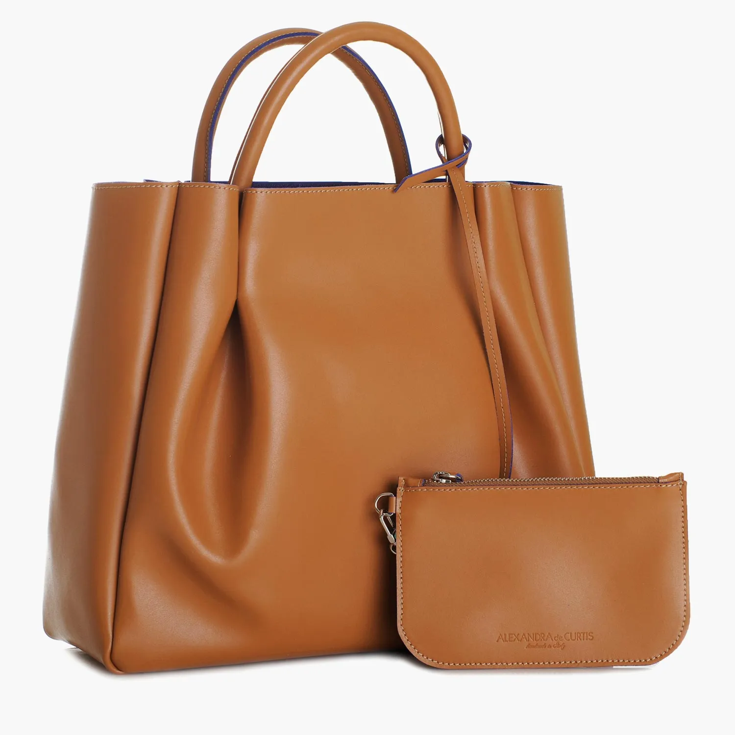 Amalfi Large Leather Tote Bag - Cognac