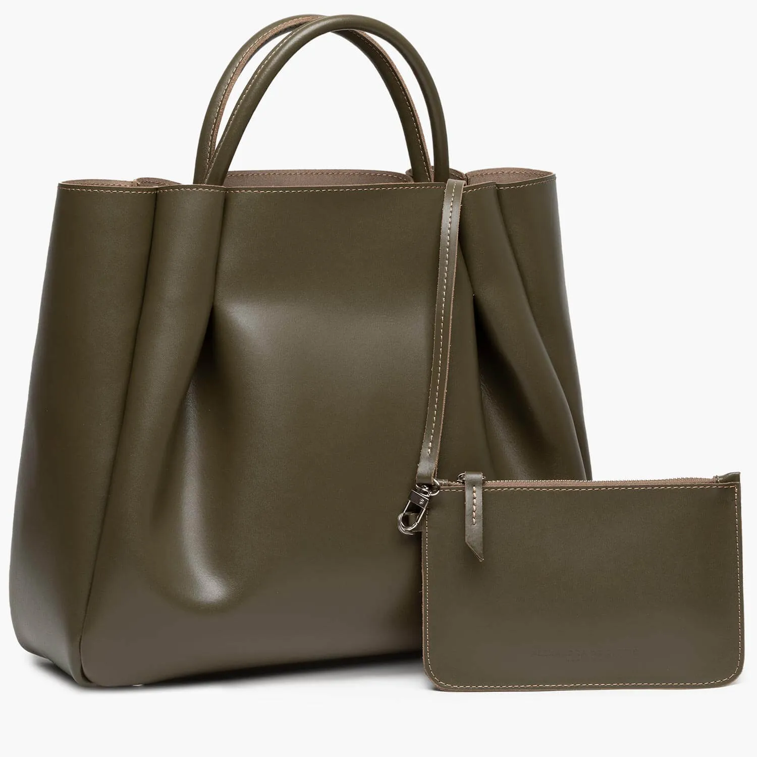 Amalfi Large Leather Tote Bag - Olive