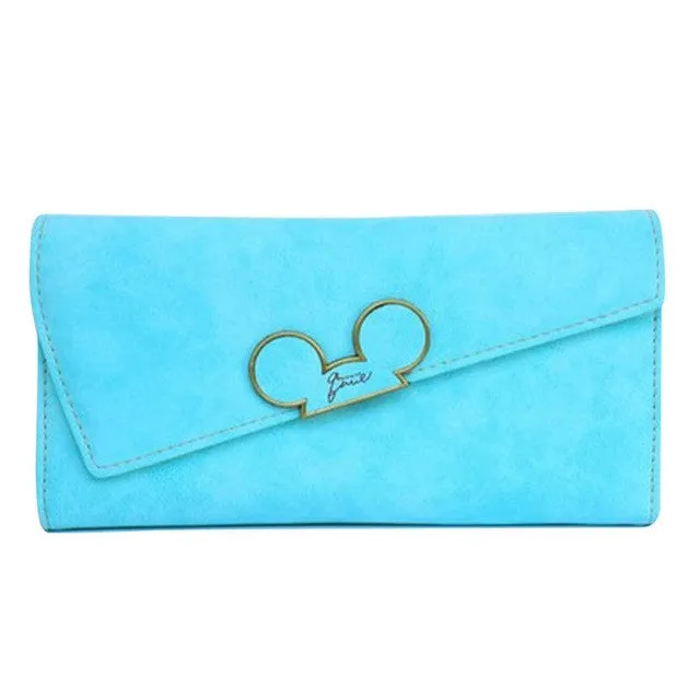 Aosbos Fashion Hot Hit Color Scrubs Women Wallet Ladies Long Swash-lid Tri-fold Mickey Head Purse Slim Phone Coin Pocket Wallets