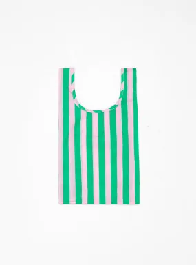 Baby Baggu Tote Bag Pink & Green Awning Stripe