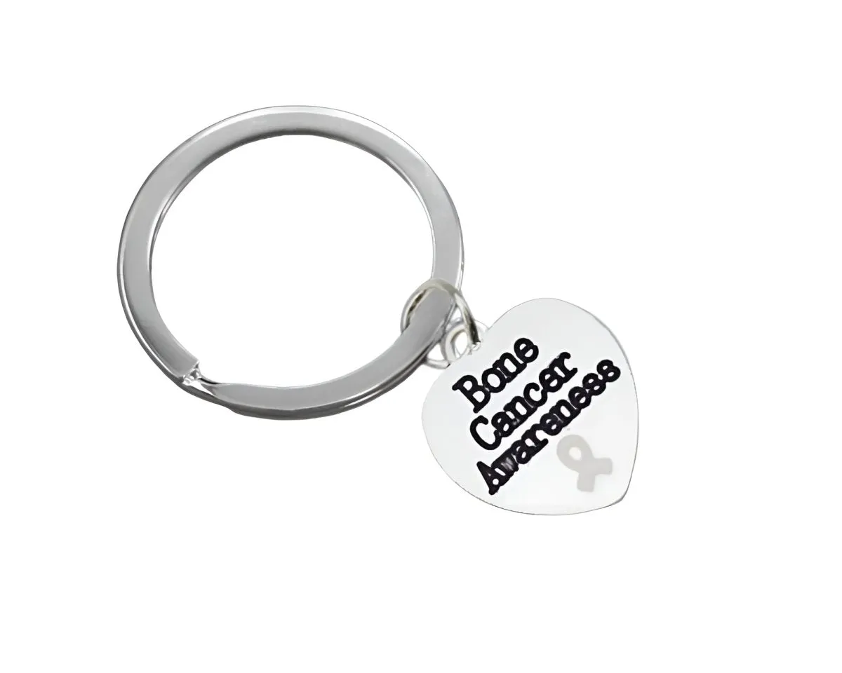 Bone Cancer Awareness Heart Charm Split Style Key Chains