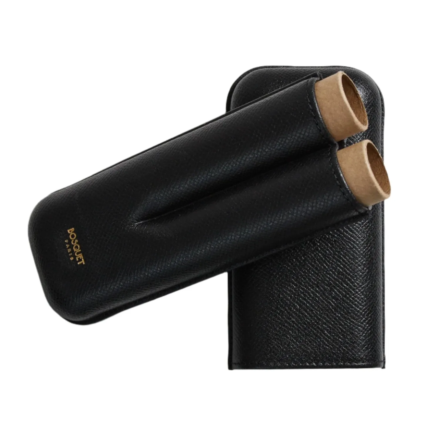 Bosquet Smooth Black Leather Cigar Case