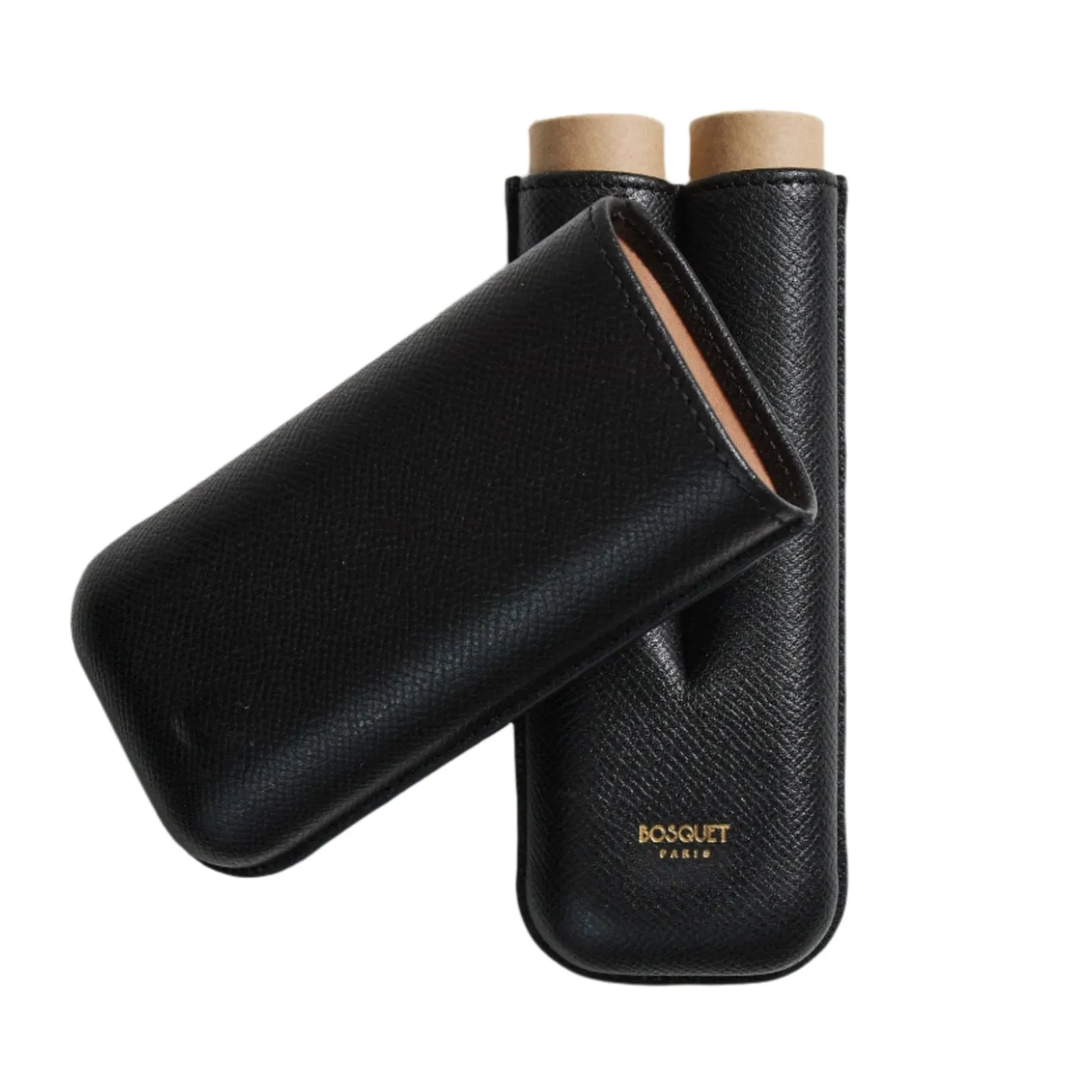 Bosquet Smooth Black Leather Cigar Case