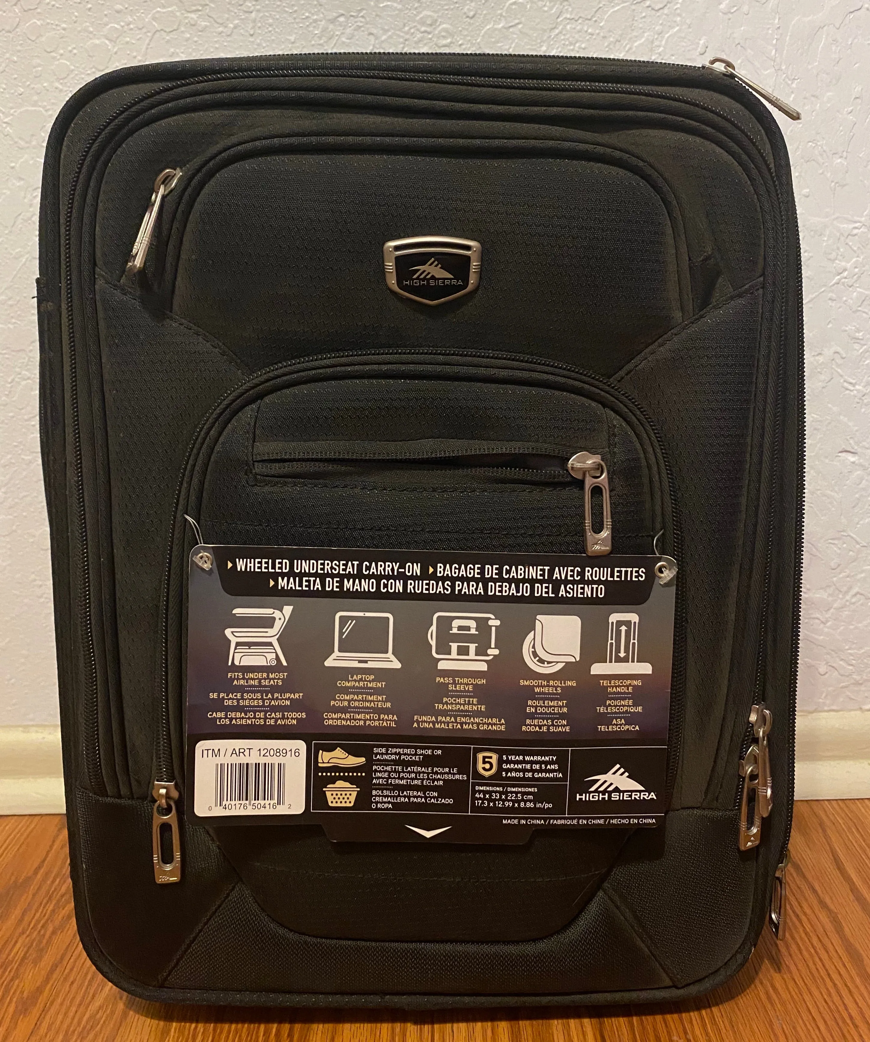 Brand new Endeavor High Sierra Wheeled underseat carry-on travel luggage 16” x 12”