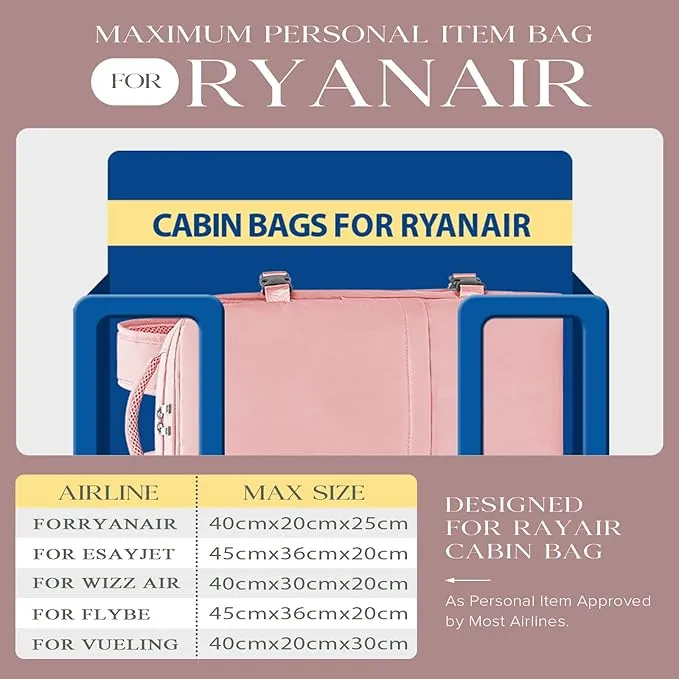 Cabin Bags 40x20x25 for Ryanair Underseat Carry-ons Bag Hand Luggage Bag Travel Backpack Cabin Size 20L