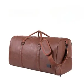 Classic Vintage Style Leather Travel Duffel Bag