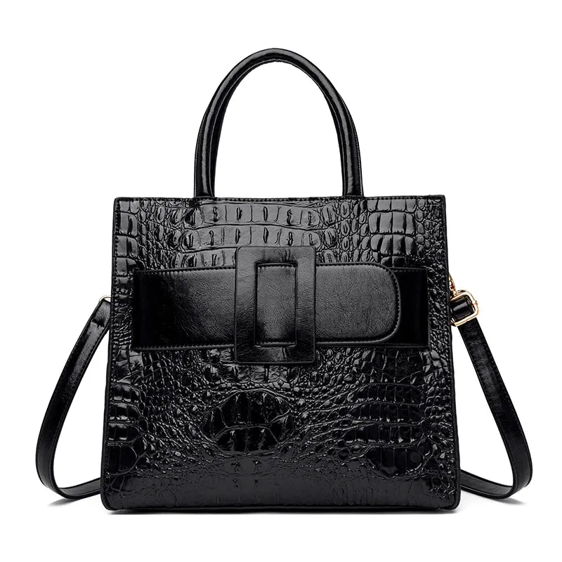 Croco Capacious Handbag