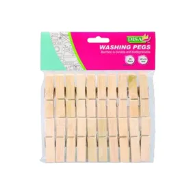 Disa Wooden Bamboo Clothing Washing Pegs 60mm 20pcs