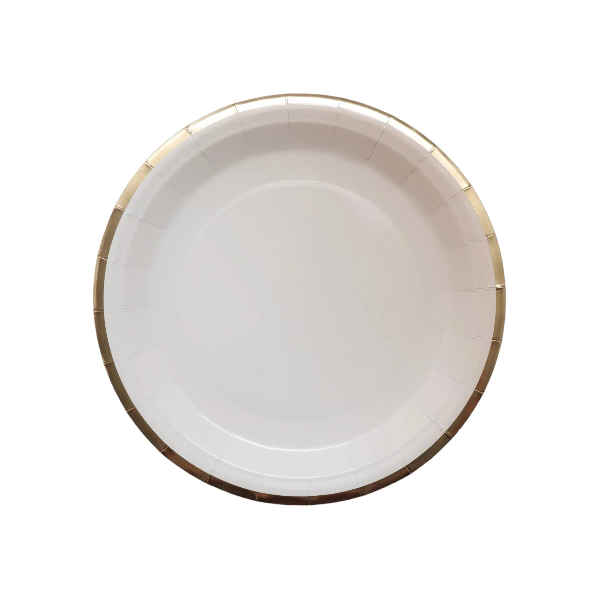 Disposable Party Paper Dinner Plate White with Gold Trim 8pack XPATY70