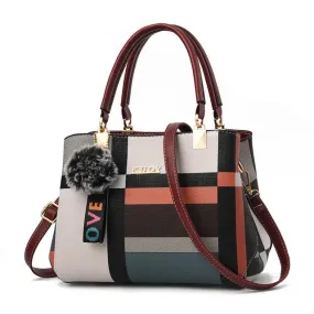 Elegant Plaid Tote Bag with Charm Accents