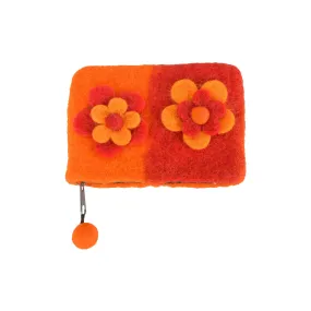 Felt Orange With Flower Attached Coin Purse.