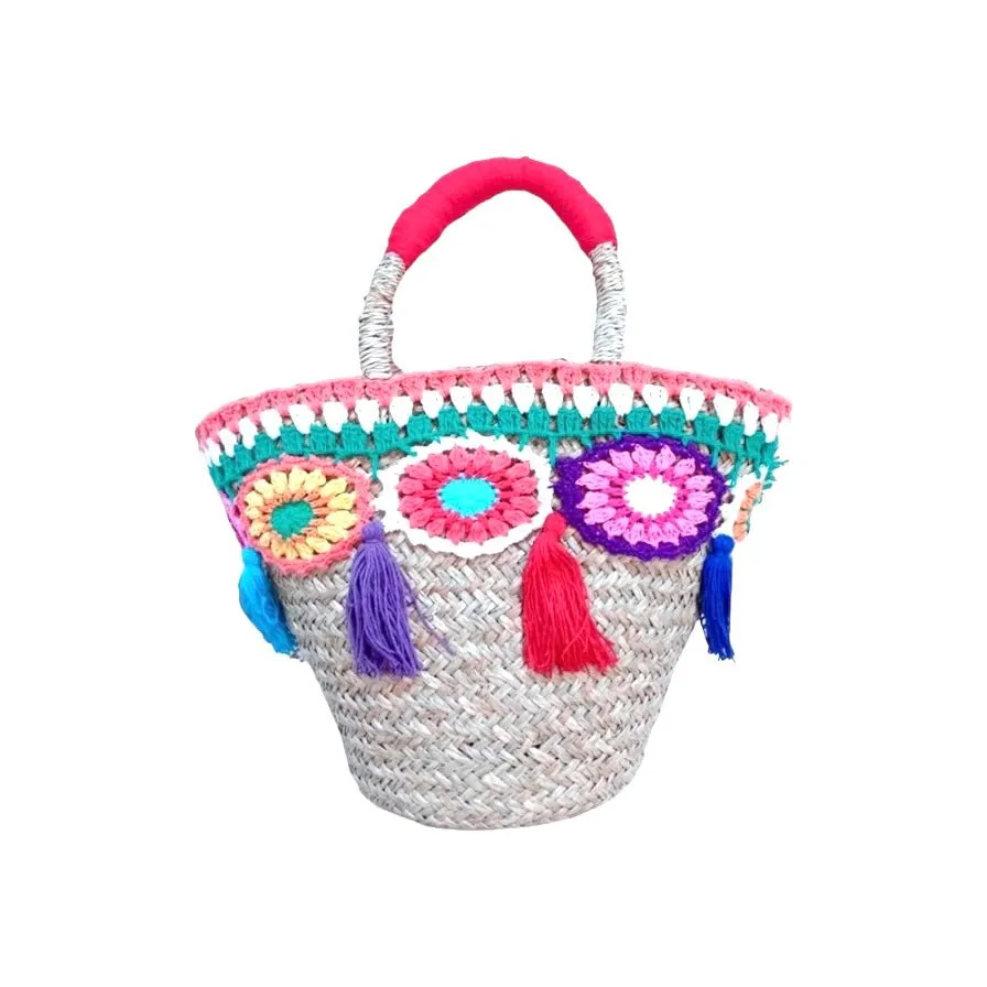 FLOWER PATCHES CROCHET BEACH BAG