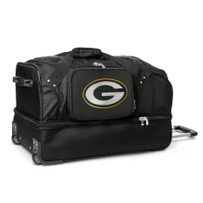 Green Bay Packers 27" Black Rolling Drop Bottom Duffel