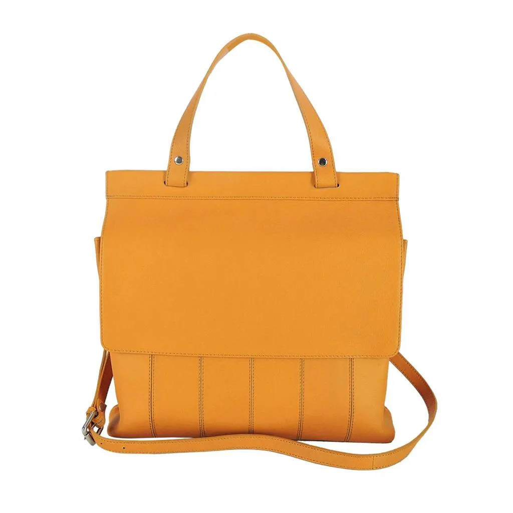 Heather Genuine Leather Tote Bag Orange