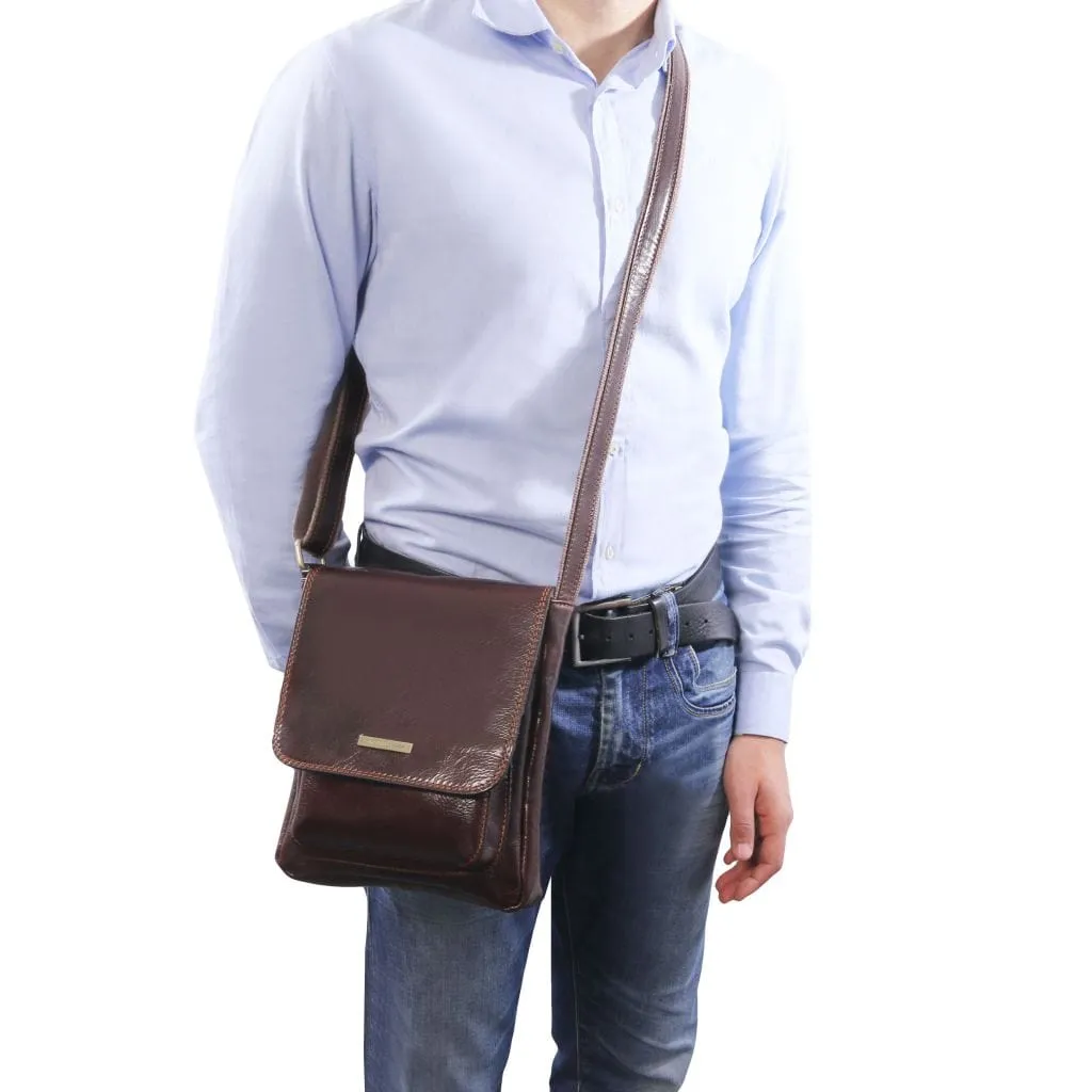 Jimmy - Leather crossbody bag for men with front pocket | TL141407