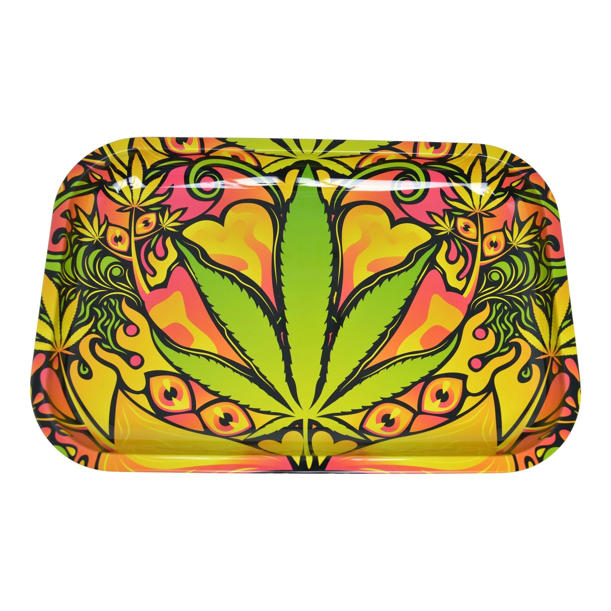 Large Metal Rolling Tray Fire Leaf - 7.5in