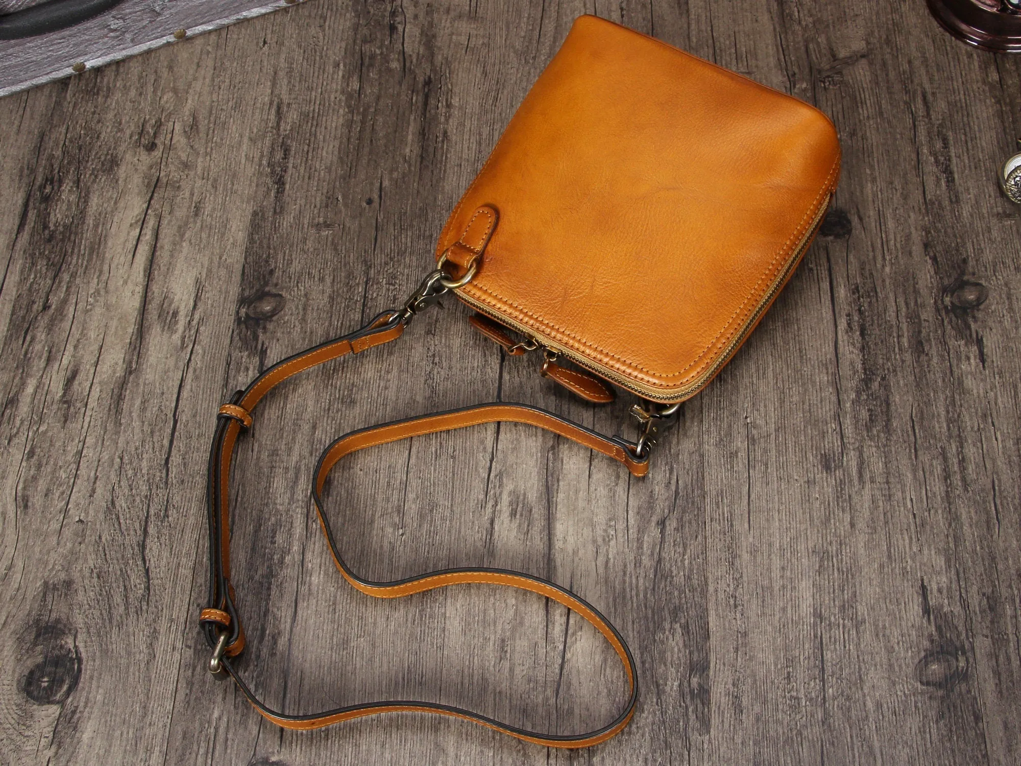 Leather Crossbody Bag Handmade Satchels Small Women Shoulder Purse