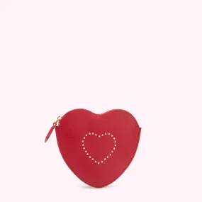 LULU RED STUDDED HEART COIN PURSE