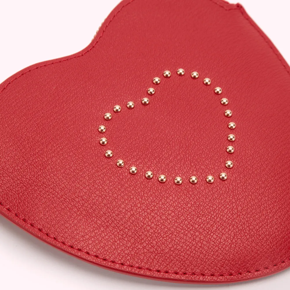 LULU RED STUDDED HEART COIN PURSE