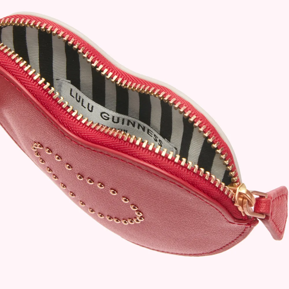 LULU RED STUDDED HEART COIN PURSE