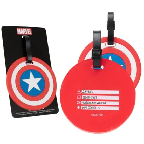 Marvel Luggage Tags for Suitcase, Baggage Identification for Travel Name Address (Red Captain America)