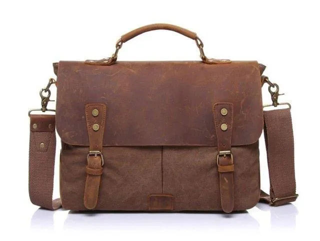 Messenger Bag Satchel Vintage Canvas Leather