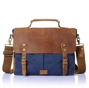 Messenger Bag Satchel Vintage Canvas Leather