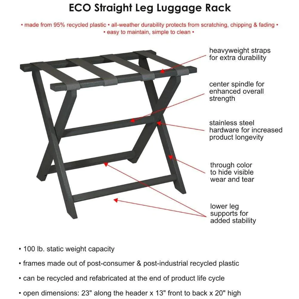 Navy Straight Leg ECO Luggage Rack with 4 White and Navy Greek Key Straps