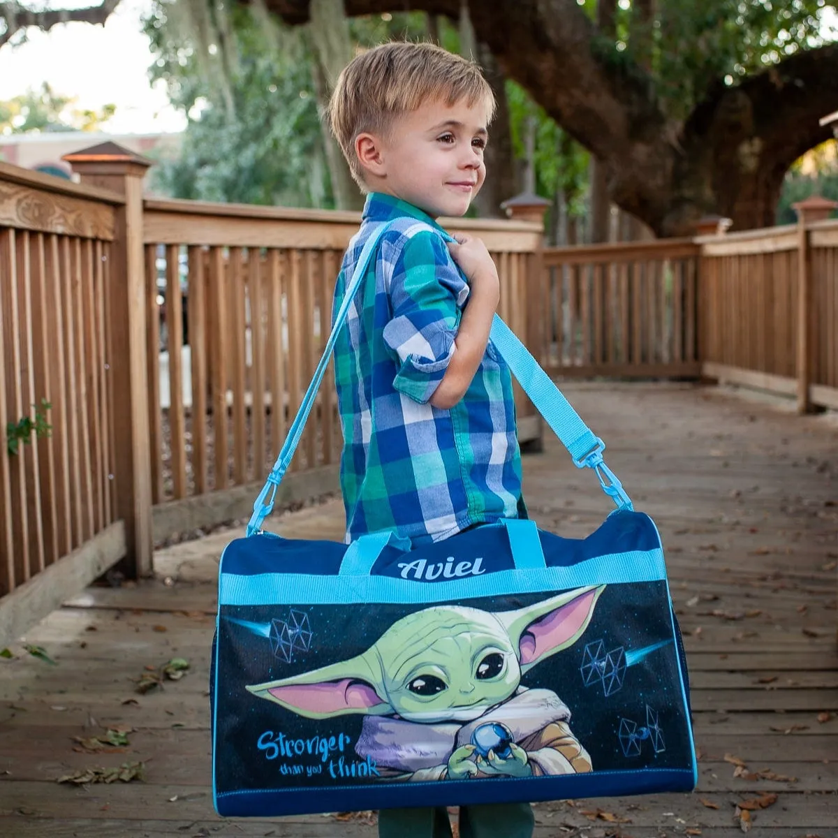 Personalized Kid's Travel Duffel Bag - Baby Yoda