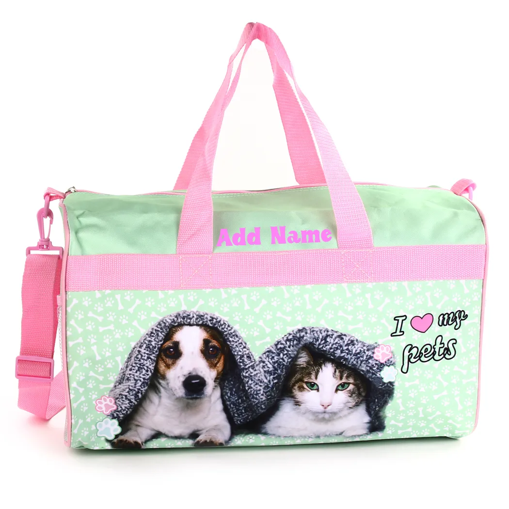 Personalized Kid's Travel Duffel Bag - I ❤️ My Pets