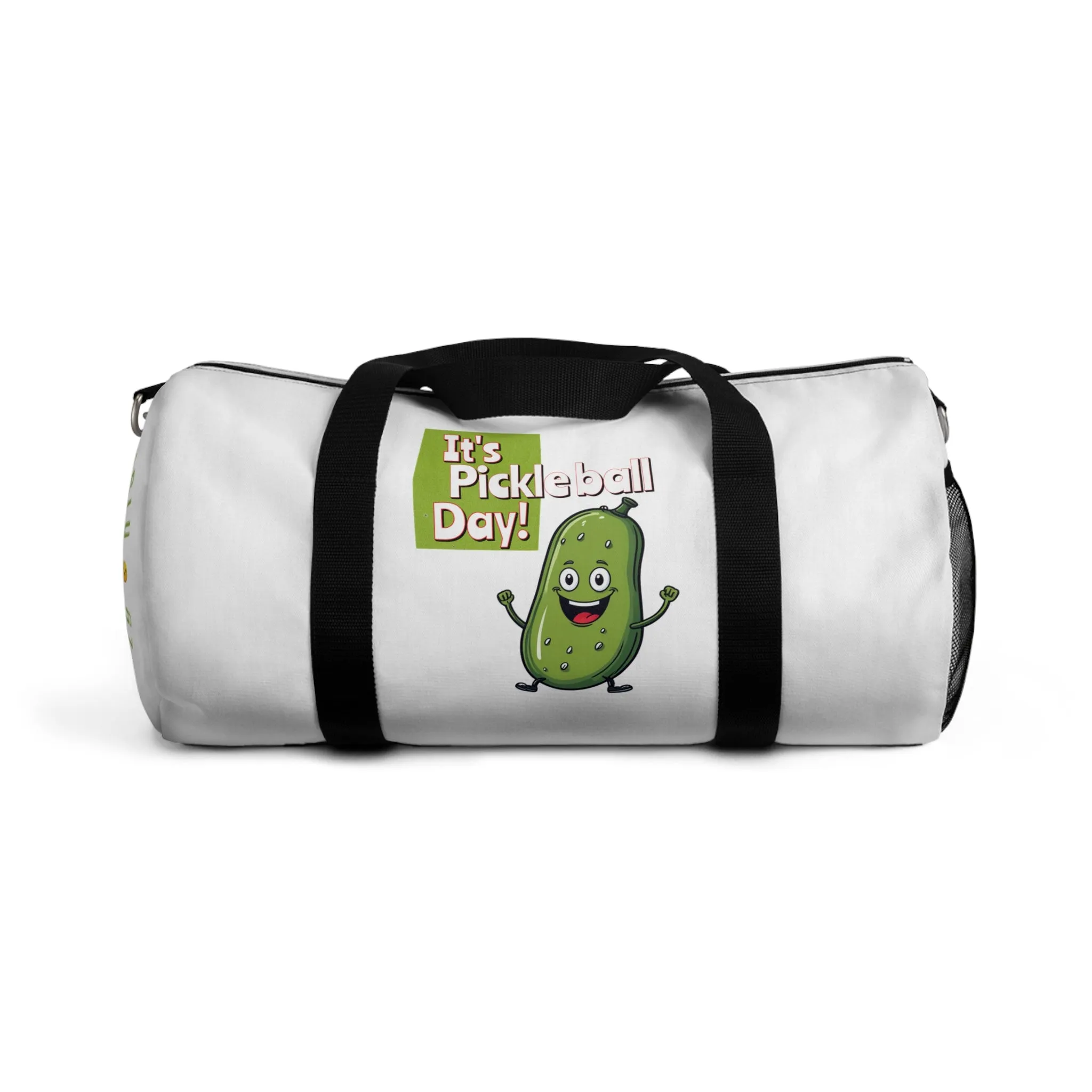 Pickleball Duffle Bag – ‘It’s Pickleball Day’ with Pickle Dude Design, Perfect for Players!