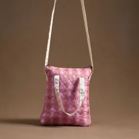 Pink - Handcrafted Quilted Silk Sling Bag 12