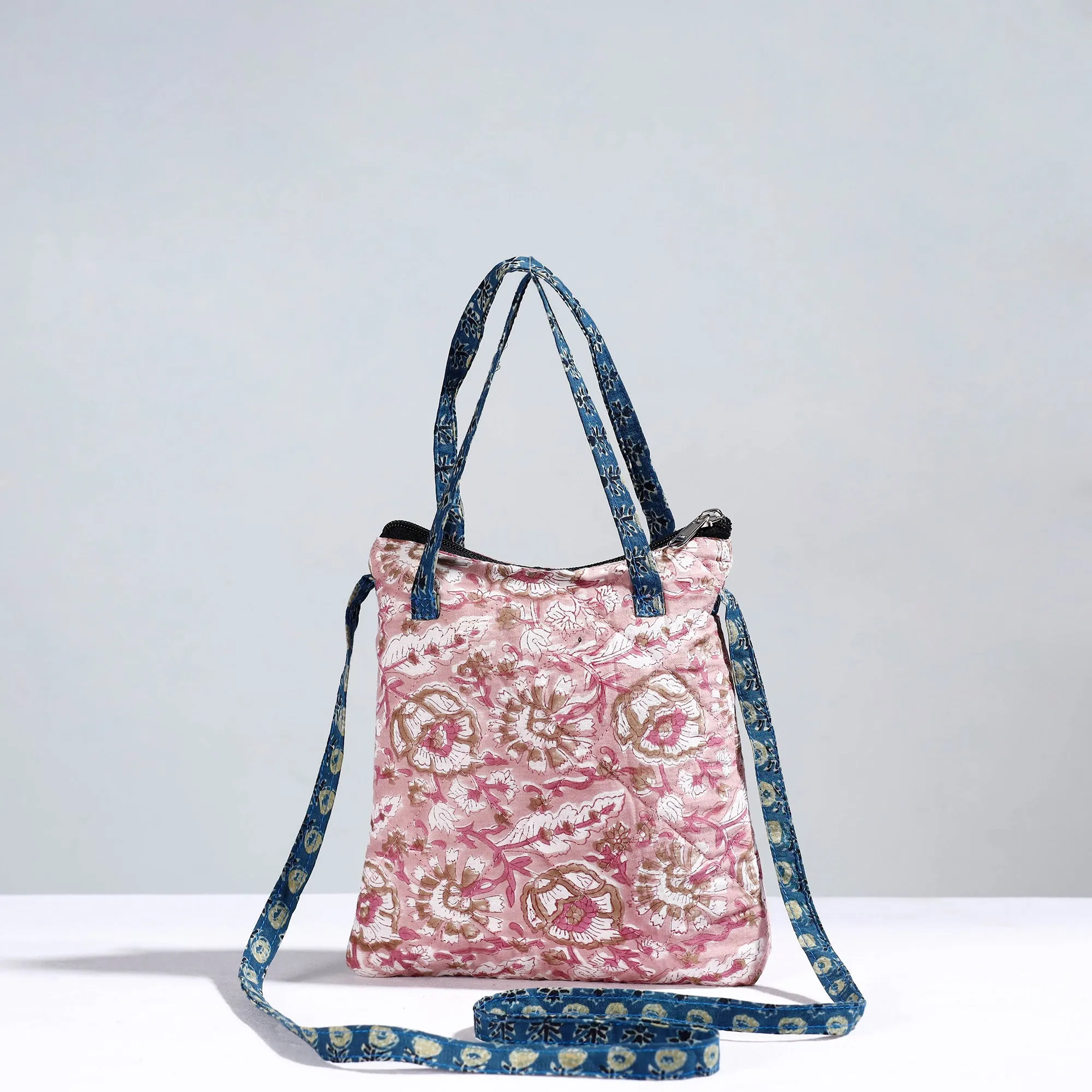 Pink - Handmade Quilted Cotton Sling Bag 03