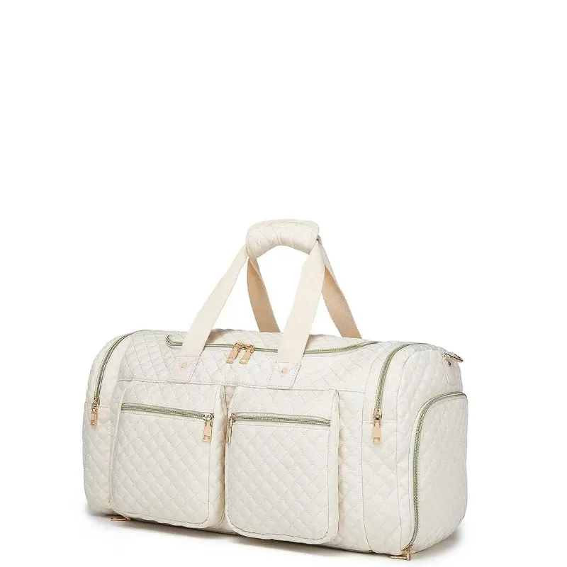 Quilted Duffel Bag With Shoe Compartment