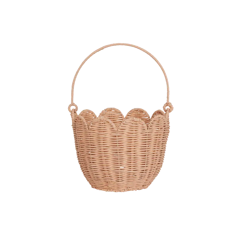 Rattan Tulip Carry Basket | Seashell Pink