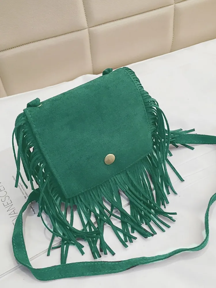 Sassy Suede Fringe Crossbody Bag