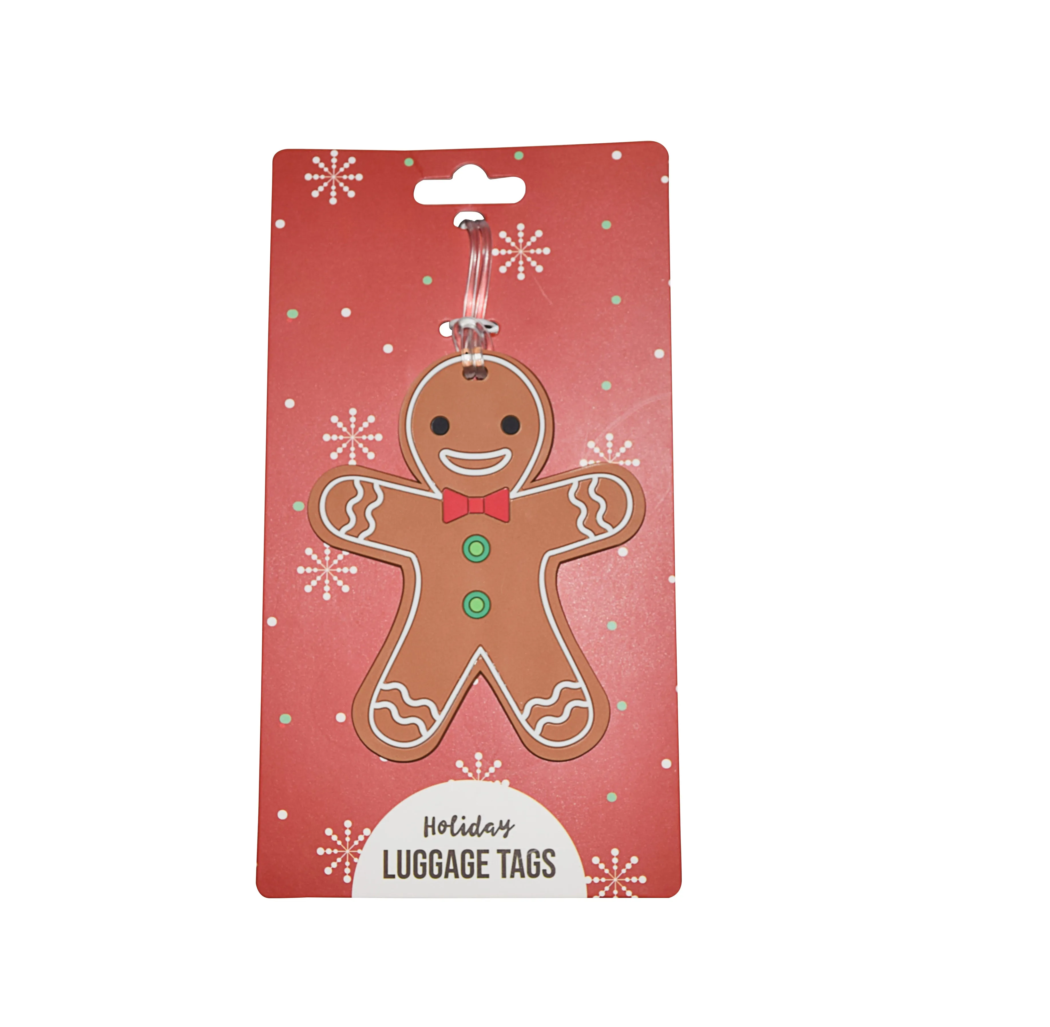 Silicone Holiday Luggage Tag Happy Gingerbread