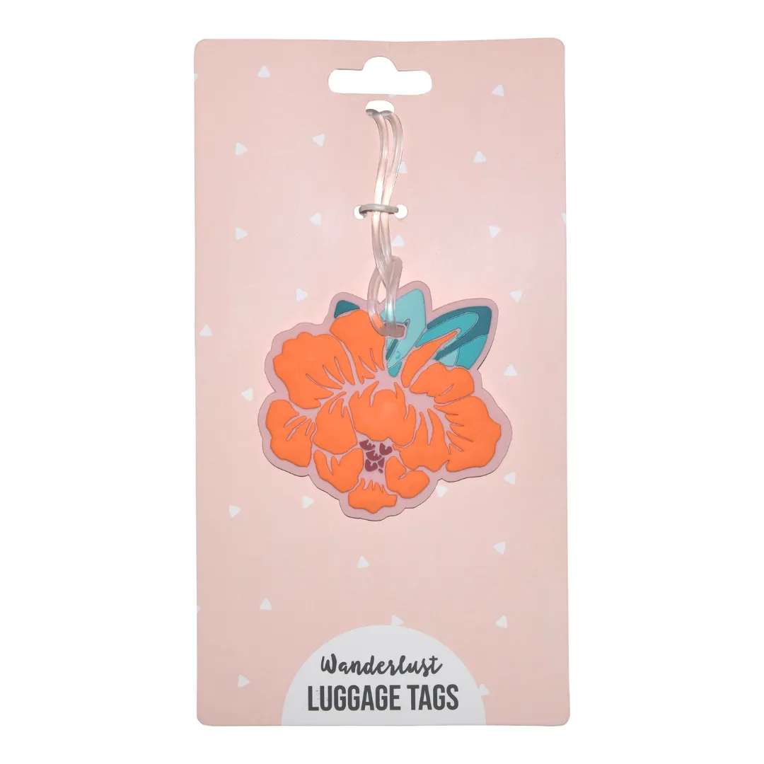 Silicone Luggage Tag Orange Flower