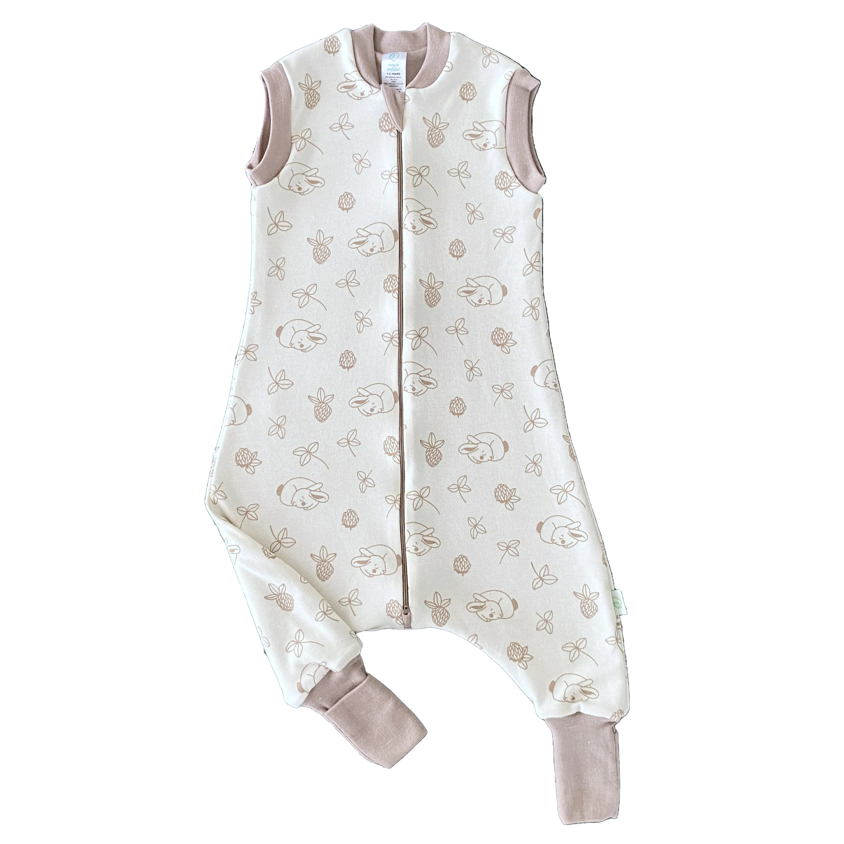 SILK/MERINO WOOL SLEEP SACK WITH OPEN LEGS - pale sand