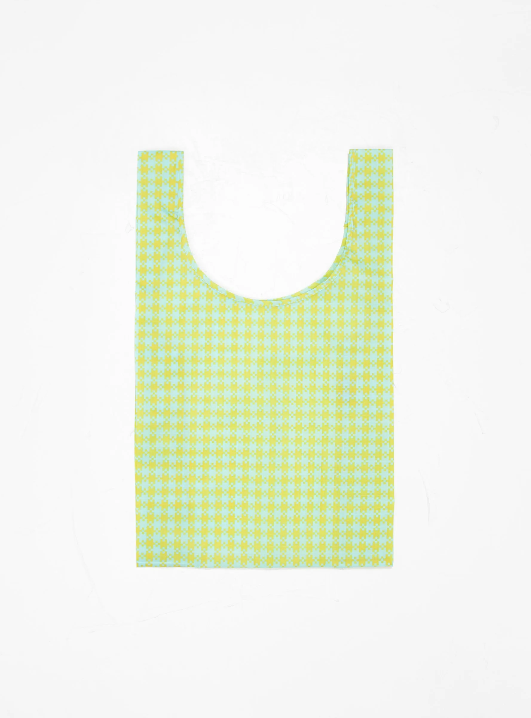 Standard Baggu Tote Bag Mint Green Pixel Gingham