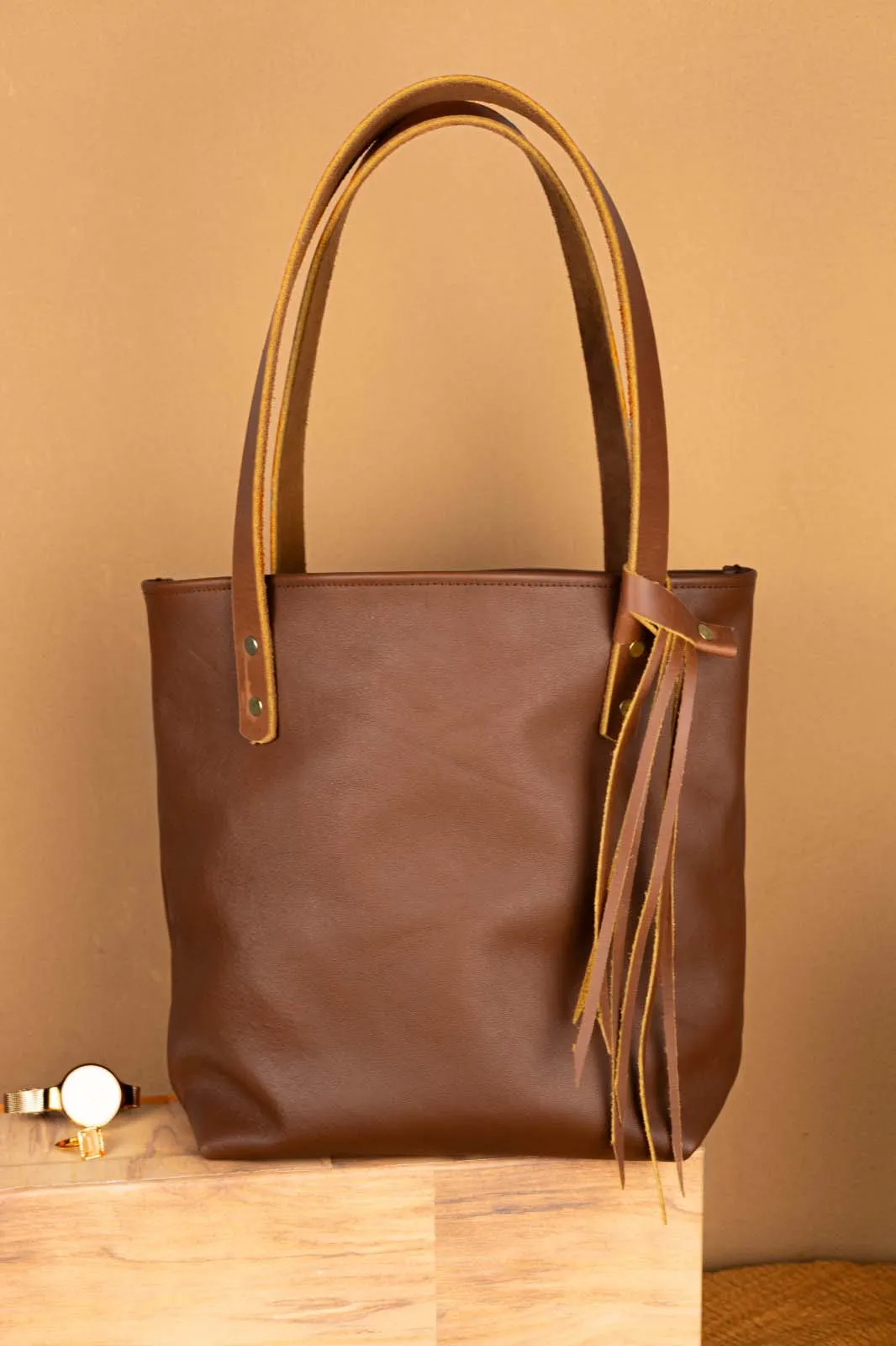 The Julie - Chocolate Brown Leather Tote Bag