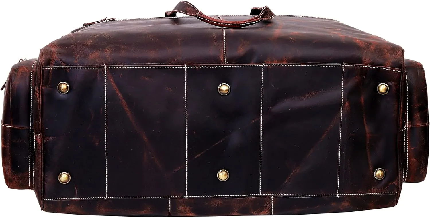 Ultimate 28-Inch Vintage Leather Men's Travel Duffel: The Ideal Overnight Gym, Sports, and Weekend Companion