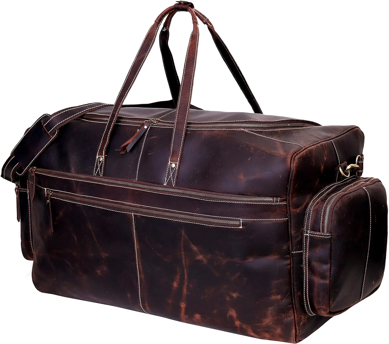 Ultimate 28-Inch Vintage Leather Men's Travel Duffel: The Ideal Overnight Gym, Sports, and Weekend Companion